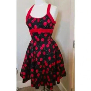 Women's halter style pinup style dress in Cherry Print by Go Lightly in size 4XL